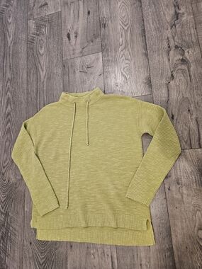 Eileen Fisher Lime Green Waffle Knit Organic Linen Cotton Blend Sweater Sz. XXS